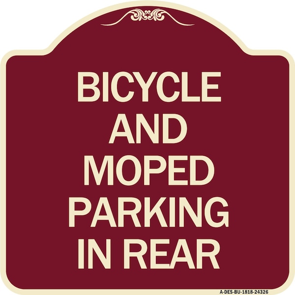 Signmission Bicycle and Moped Parking in Rear Heavy-Gauge Aluminum Architectural Sign, 18" x 18", BU-1818-24326 A-DES-BU-1818-24326 - main